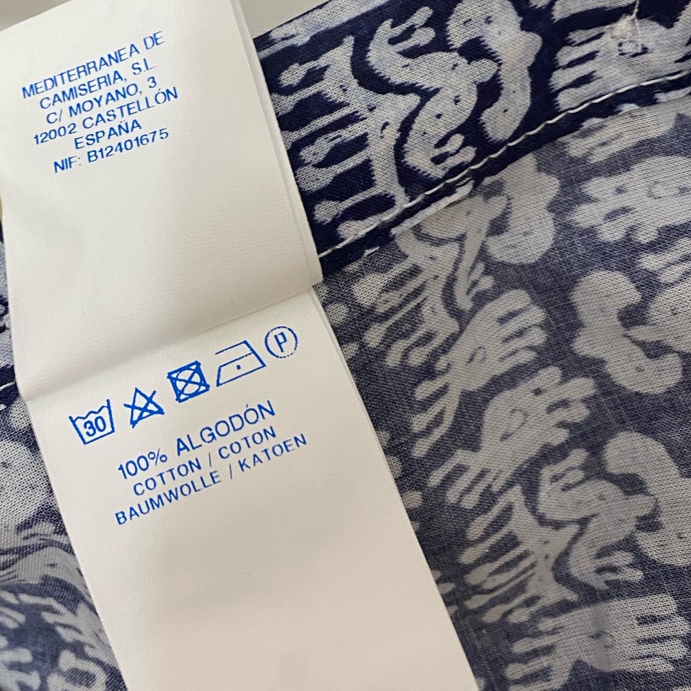 NWT Dario Beltran men’s long sleeves blue and white tribal shirt. Size M - Picture 8 of 8